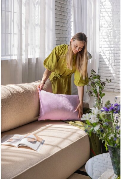 Modrá rozkladacia pohovka z textílie buklé 247 cm Quinoa – Selection