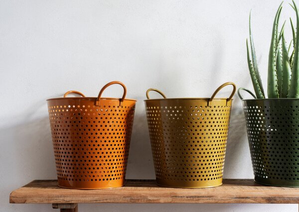 Železný obal na kvetináč / úložný box Colors khaki