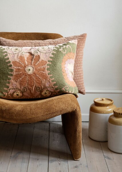 Prešívaný poťah na vankúš Velvet Dusty rose 40 × 60 cm