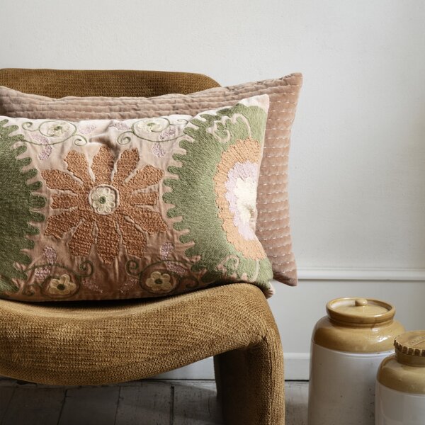 Prešívaný poťah na vankúš Velvet Dusty rose 40 × 60 cm