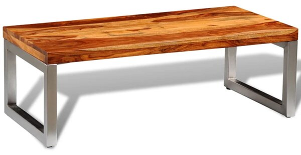 Konferenčný stolík z dreveného masívu sheesham s oceľovými nohami