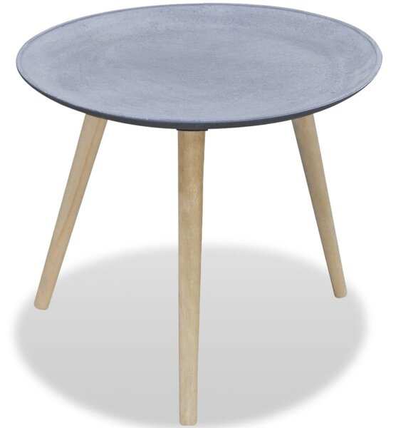 Príručný stolík, okrúhly, sivý, dekor betón