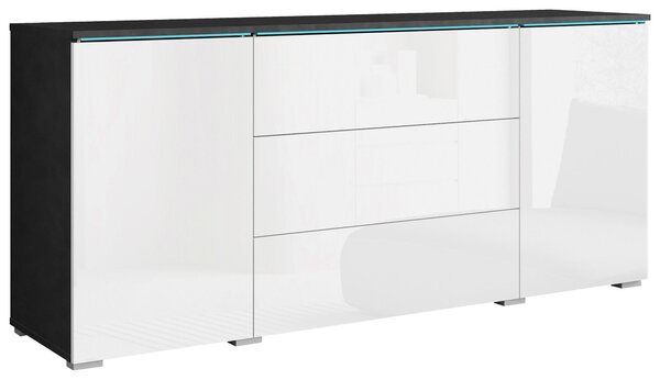 ŠIROKÁ KOMODA, antracitová, biela s vysokým leskom, 150/67,9/39,5 cm P & B - Online Only drobný nábytok, Online Only