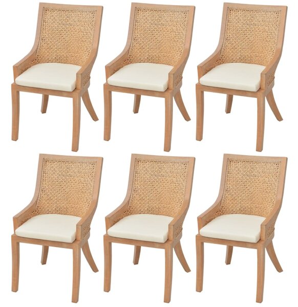 Jedálenské stoličky 6 ks, ratan a mangový masív