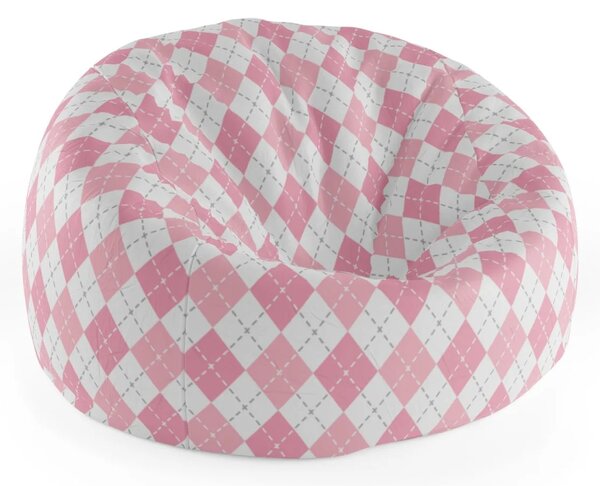 Sablio Sedací vak Cocoon Ružové a biele kosoštvorčeky - 75 x 45 x 35 cm