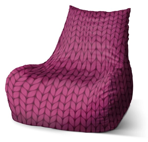 Sablio Sedací vak Bean Pletenie vo fuksiovej farbe - 60 x 70 x 70 cm