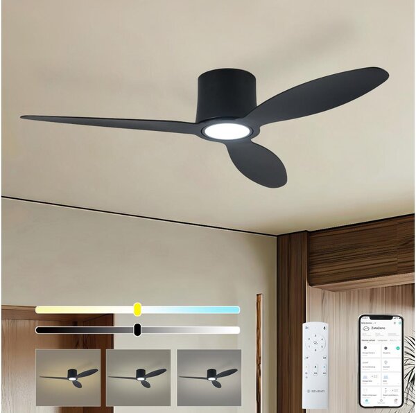 ZEVENTI - LED Stropný ventilátor VENTORA LED/24W/230V Wi-Fi Tuya čierna + DO