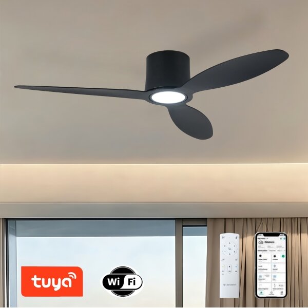 ZEVENTI - LED Stropný ventilátor VENTORA LED/24W/230V Wi-Fi Tuya čierna + DO