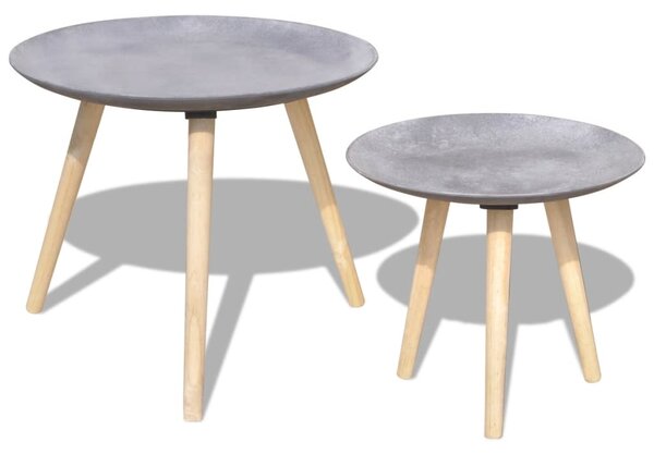 Príručný/konferenčný stolík, dvojdielna súprava, 55 cm a 44 cm, šedá, betónový vzhľad