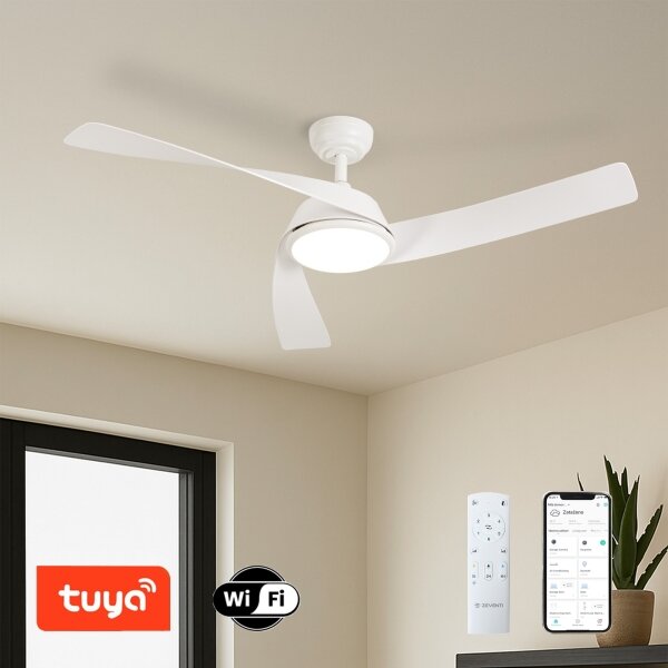 ZEVENTI - LED stropný ventilátor AERYS LED/24W/230V Wi-Fi Tuya biela + diaľkové ovládanie