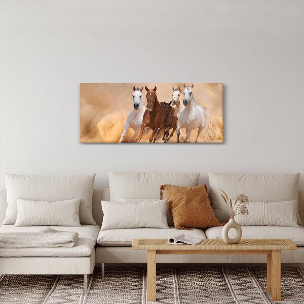 Obraz - Stádo koní (120x50 cm)