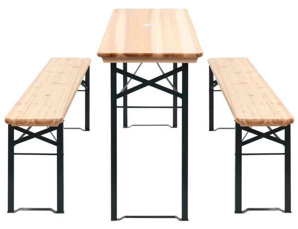 Skladací pivný stôl s 2 lavicami 177 cm borovicové drevo