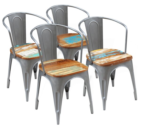 Jedálenské stoličky 4 ks, recyklovaný masív