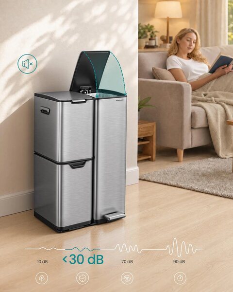 SONGMICS Koš na tříděný odpad Anula 60 L stříbrný