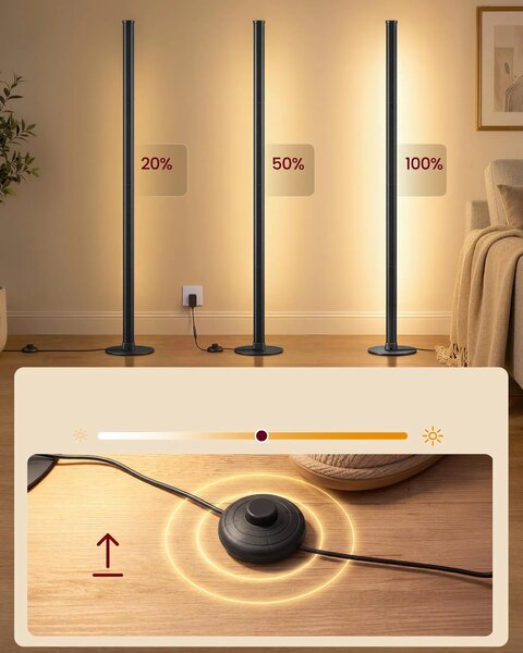 SONGMICS Stojací LED lampa Vasagle Malfy 139 cm černá