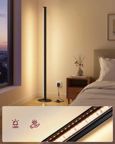 SONGMICS Stojací LED lampa Vasagle Malfy 139 cm černá