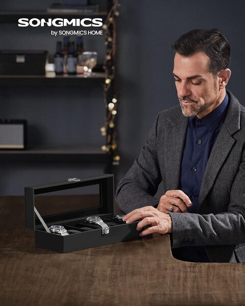 SONGMICS Organizér na hodinky Norman 30 cm černý