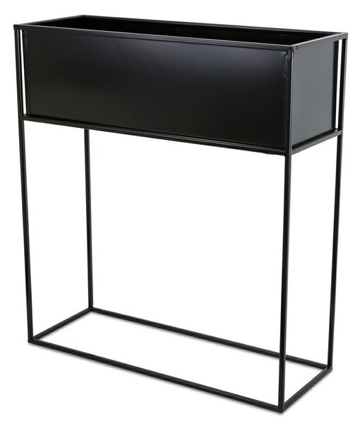 KOVOVÝ KVETINÁČ SO STOJANOM RECT 70X24X64 CM ČIERNA