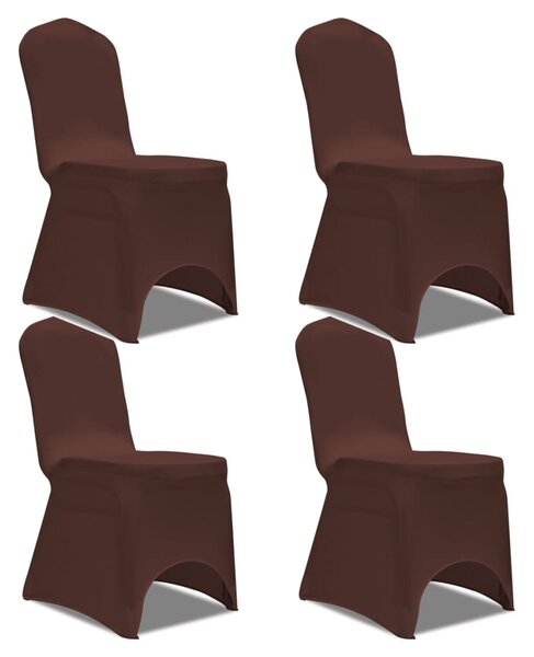 Naťahovací návlek na stoličku, 4 ks, hnedý
