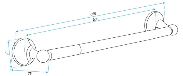 Rea Retro, kúpeľňový 1-ramenný vešiak na uterák 60cm 332870B, mosadzná, REA-06927