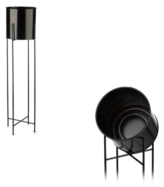 KOVOVÝ KVETINÁČ SO STOJANOM DARK 95X21 CM ČIERNA