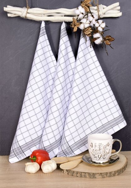Luxusné kuchynské utierky, Grey Set Egyptská bavlna Komplet 3 ks