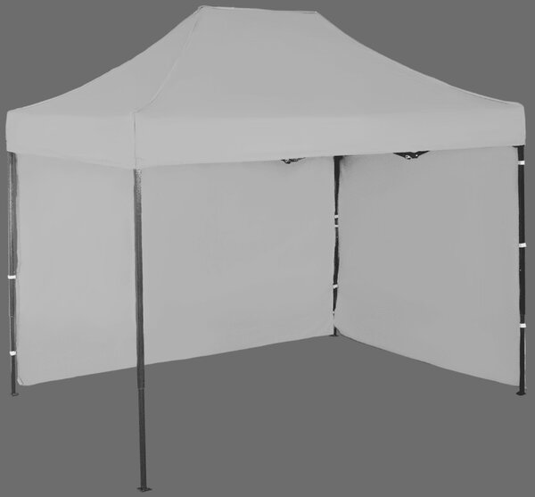 Rýchlorozkladací nožnicový stan 2x3m - oceľový, 2 bočné plachty, Sivá / antracitová
