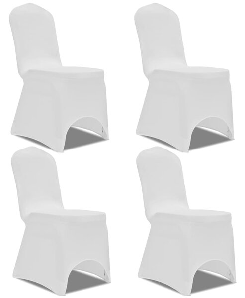 Naťahovací návlek na stoličku, 4 ks, biely