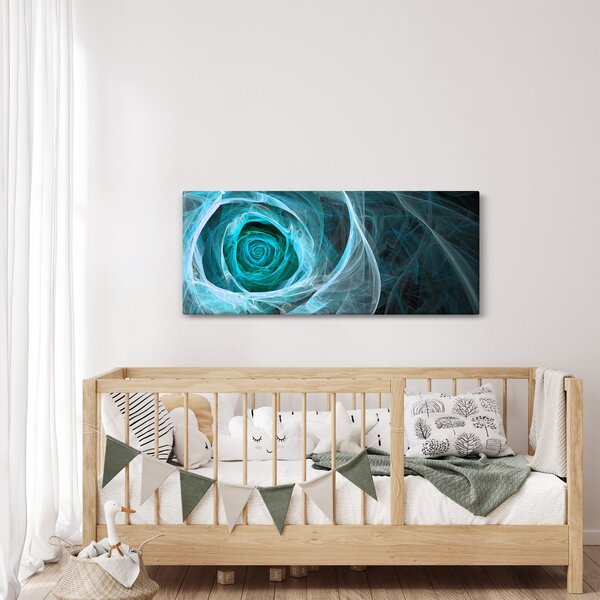 Obraz - Abstraktné ruže modrá s čiernym pozadím (120x50 cm)