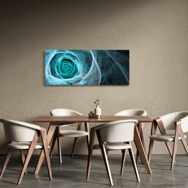 Obraz - Abstraktné ruže modrá s čiernym pozadím (120x50 cm)