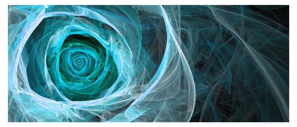 Obraz - Abstraktné ruže modrá s čiernym pozadím (120x50 cm)