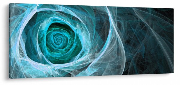 Obraz - Abstraktné ruže modrá s čiernym pozadím (120x50 cm)
