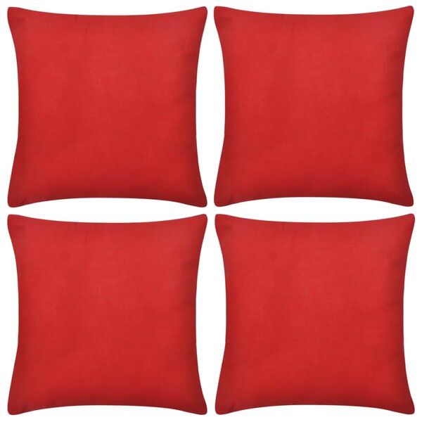 Návliečky na vankúše, 4 ks, bavlna, červené, 80 x 80 cm