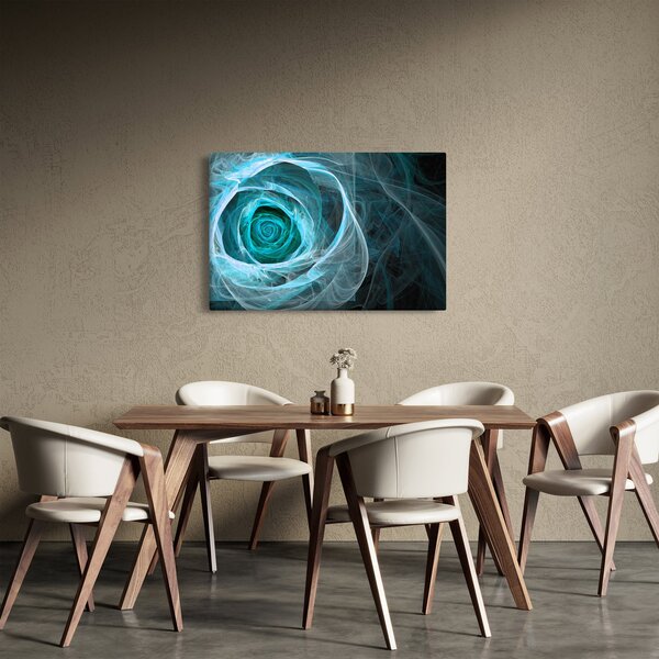 Obraz - Abstraktné ruže modrá s čiernym pozadím (90x60 cm)