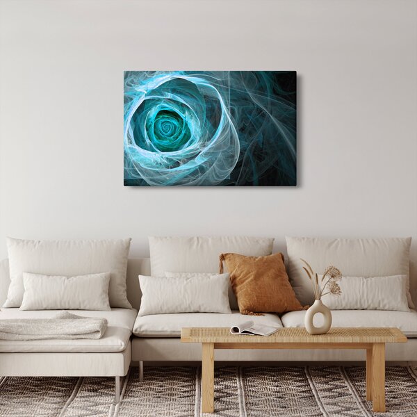 Obraz - Abstraktné ruže modrá s čiernym pozadím (90x60 cm)