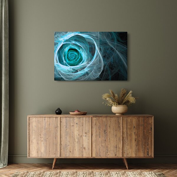 Obraz - Abstraktné ruže modrá s čiernym pozadím (90x60 cm)