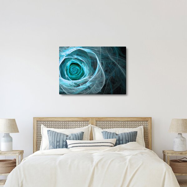 Obraz - Abstraktné ruže modrá s čiernym pozadím (70x50 cm)