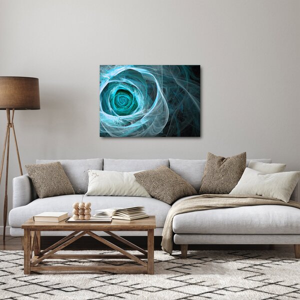 Obraz - Abstraktné ruže modrá s čiernym pozadím (70x50 cm)