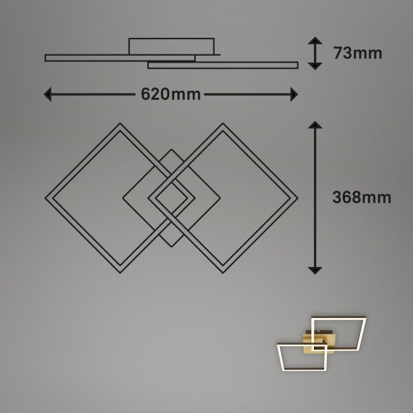 Briloner 3210-017 - LED Stmievateľné stropné svietidlo FRAME 2xLED/11W/230V zlatá