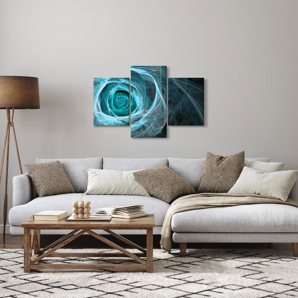 Obraz - Abstraktné ruže modrá s čiernym pozadím (90x60 cm)