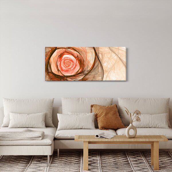 Obraz - Abstraktné ruže ružová s bielym pozadím (120x50 cm)
