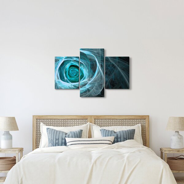 Obraz - Abstraktné ruže modrá s čiernym pozadím (90x60 cm)