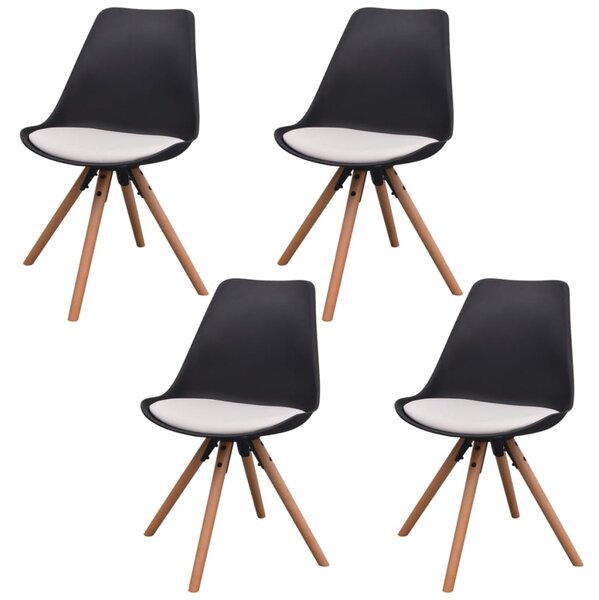 Jedálenské stoličky 4 ks, čierno biele, umelá koža