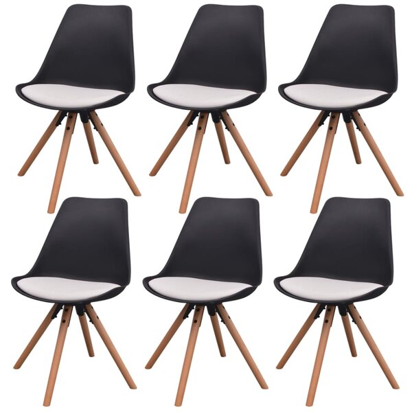 Jedálenské stoličky 6 ks, čierno biele, umelá koža