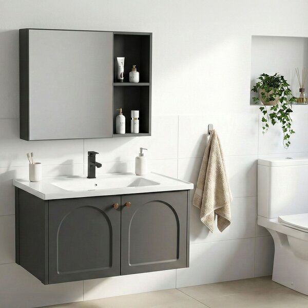 Súprava kúpeľňového nábytku s umývadlom Denver 80cm Grey
