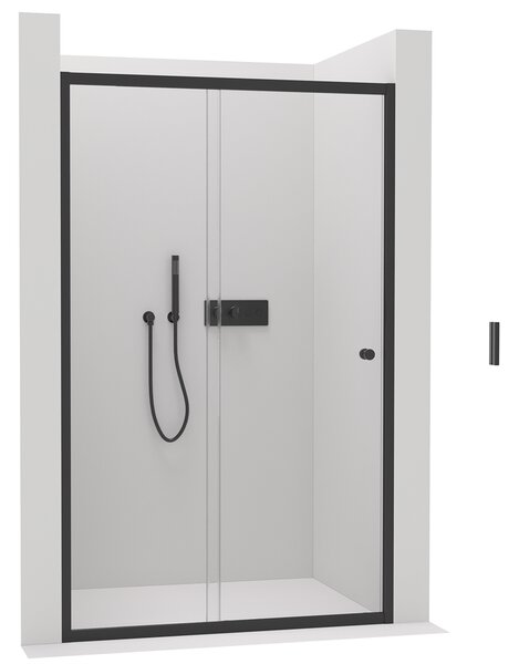 Cerano Varone, posuvné sprchové posuvné dvere 100x195 cm, 6mm číre sklo, čierny profil, CER-CER-DY505B-100-195