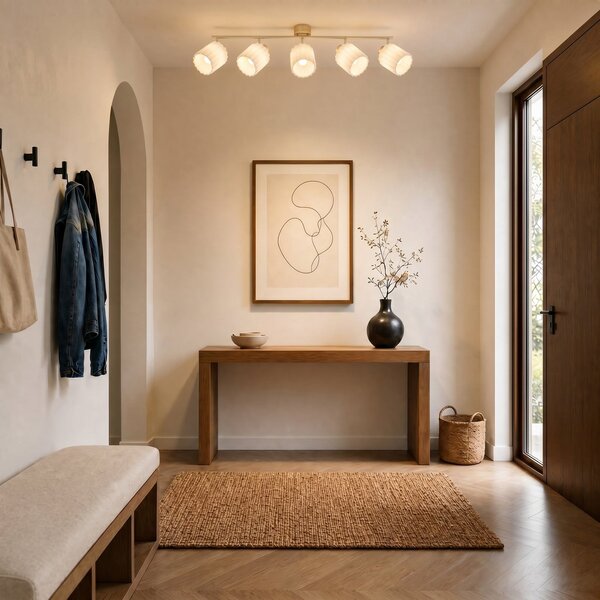 Stropné Lampa Lindby, Shiloh, stmievateľné, Drevo, Obývacia izba, Tkanina / Textil, Moderný