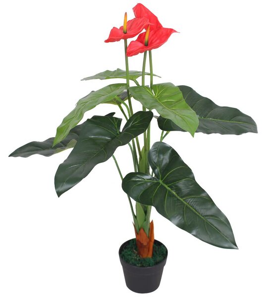 Umelá rastlina, antúria s kvetináčom 90 cm, červená a žltá