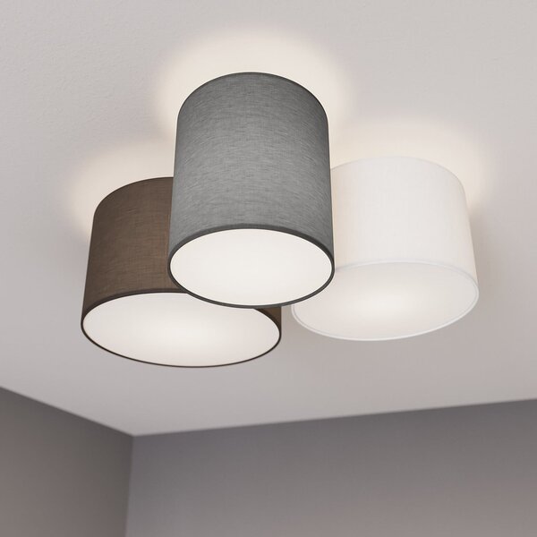 Stropné Lampa Lindby, Laurenz, stmievateľné, Sivá, Obývacia izba, Tkanina / Textil, Moderný