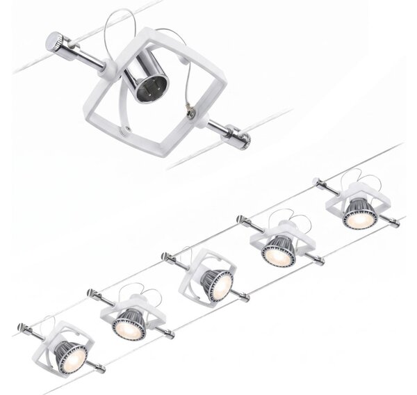 Paulmann 94134 - Súprava 5xGU5,3/10W Kompletný lankový systém MAC 230V biela